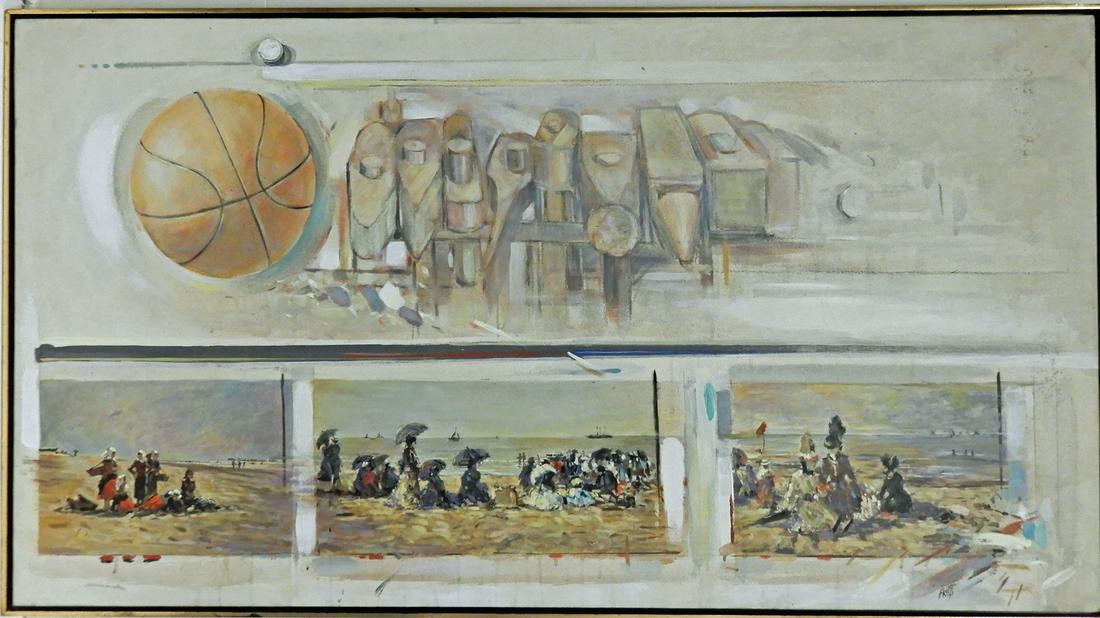 (Ron) Fritts oil on canvas: (Ron) Fritts oil on canvas, sight size 30" x 55 1/2", frame size 31 1/2" x 57"