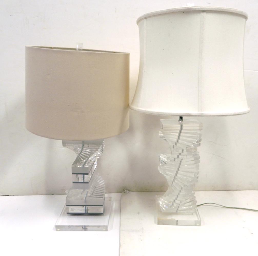 Two stacked Lucite lamps, one signed Marlee, both with (1 of 1)