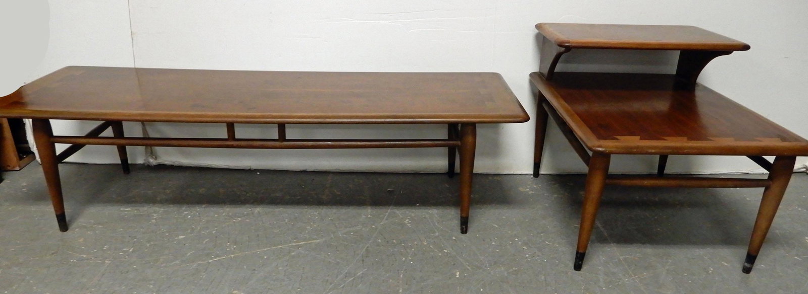 Lane Aclaim series dovetailed tables: Lane Aclaim series dovetailed tables, coffee table 14" x 55" x 19", end table 21" x 21" x 28"