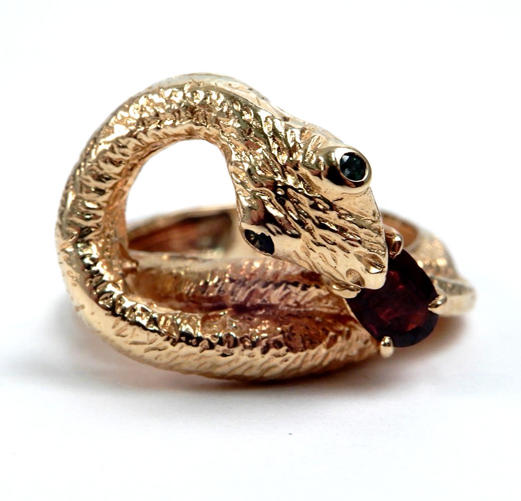 14k gold garnet snake ring (1 of 5)