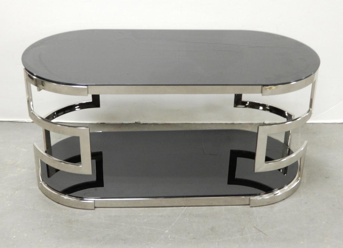 Oval chrome console table (1 of 2)