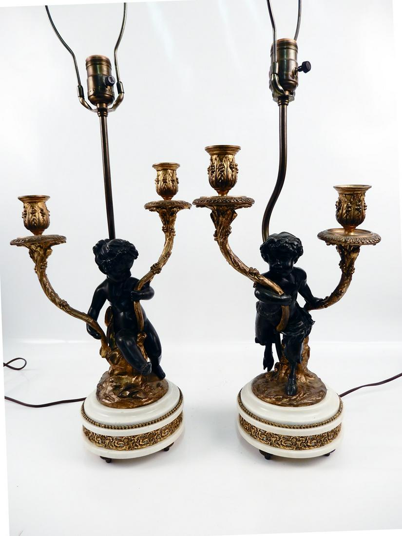 A pair of bronze cherub candle lamps (1 of 1)