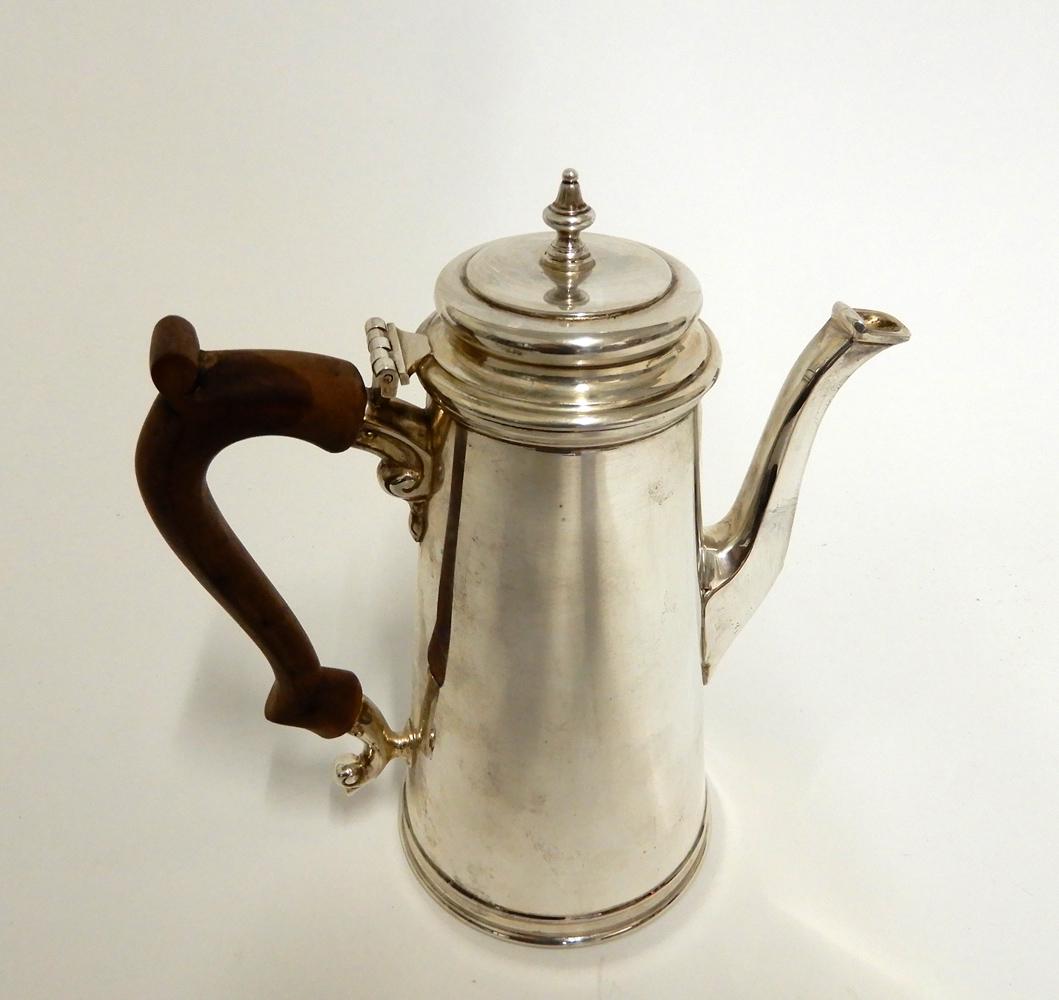 Tiffany & Co. sterling silver individual coffee pot: Tiffany & Co. sterling silver individual coffee pot with hinged lid, ebony handle, stamped Tiffany & Co. Sterling 17875 5 on bottom, 6 1/2", 11.720 ozt.