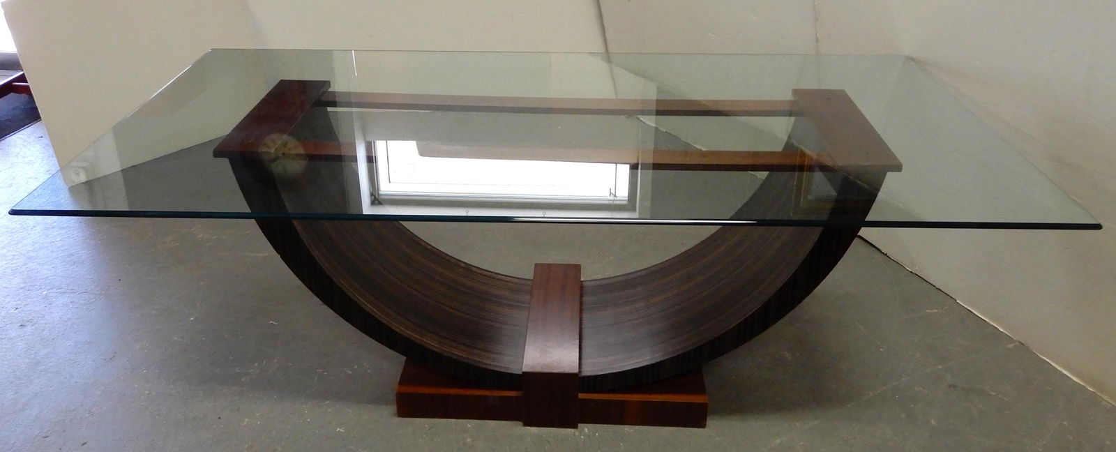 Vanguard glass top dining table: Vanguard glass top dining table, 30" high x 83 1/2" x 44"