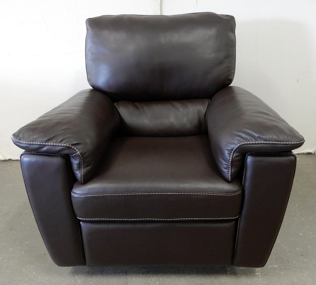 Leather swivel rocker club chair: Leather swivel rocker club chair, Cindy Crawford Home Collection, 39" x 37" x 36"