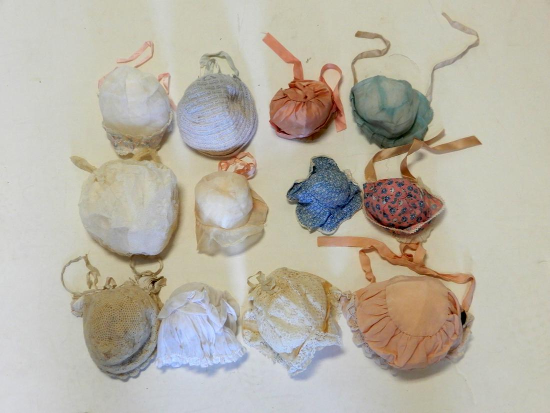 Group of antique & vintage doll bonnets (1 of 1)