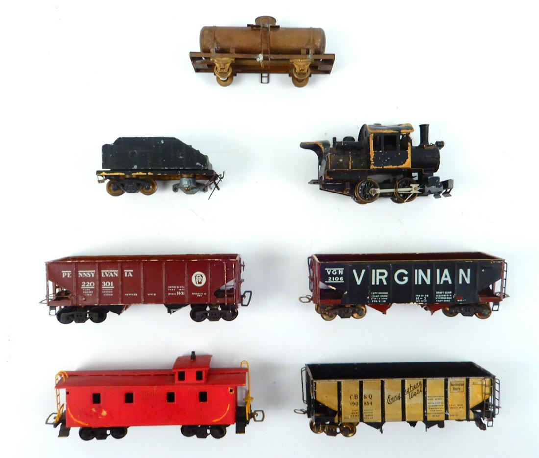 Brass HO gauge cars and a  Mantua Goat brass HO steam (1 of 1)