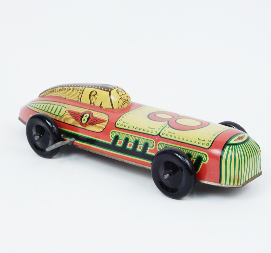 Lupor Metal Products (NY) tin litho windup race car #8 (1 of 3)