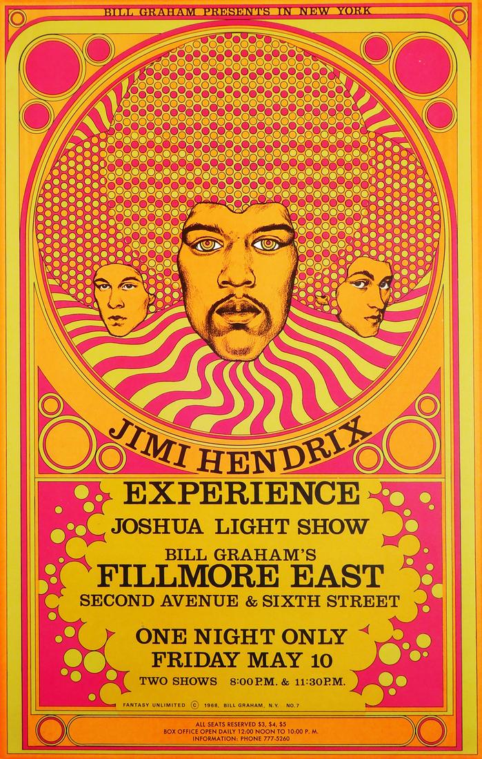 Jimi Hendrix 1968 Fillmore East concert poster (1 of 1)