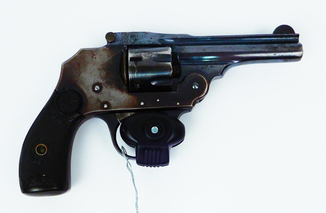 Iver Johnson's revolver: Iver Johnson's revolver, double action, top break, internal hammer, .22 caliber, 7 shot, patent date August 25, 1896, Serial Number F-18, barrel length 2 7/8", overall length 6 1/2", C & R YES, Instac