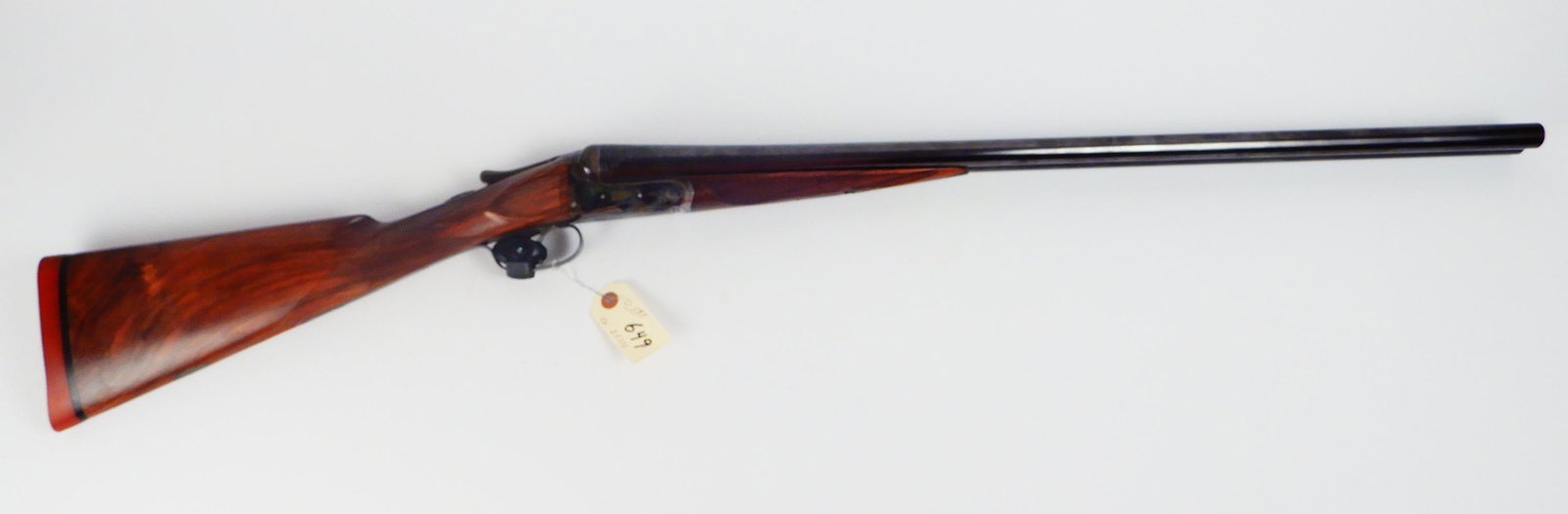 Ansley H. Fox side by side 12 gauge shotgun: Ansley H. Fox side by side 12 gauge shotgun, 2 shot, double triggers, patent date May 2, 1911, engraving on receiver and trigger guard , Serial Number 23771, barrel length 28", overall length 44 1/4",