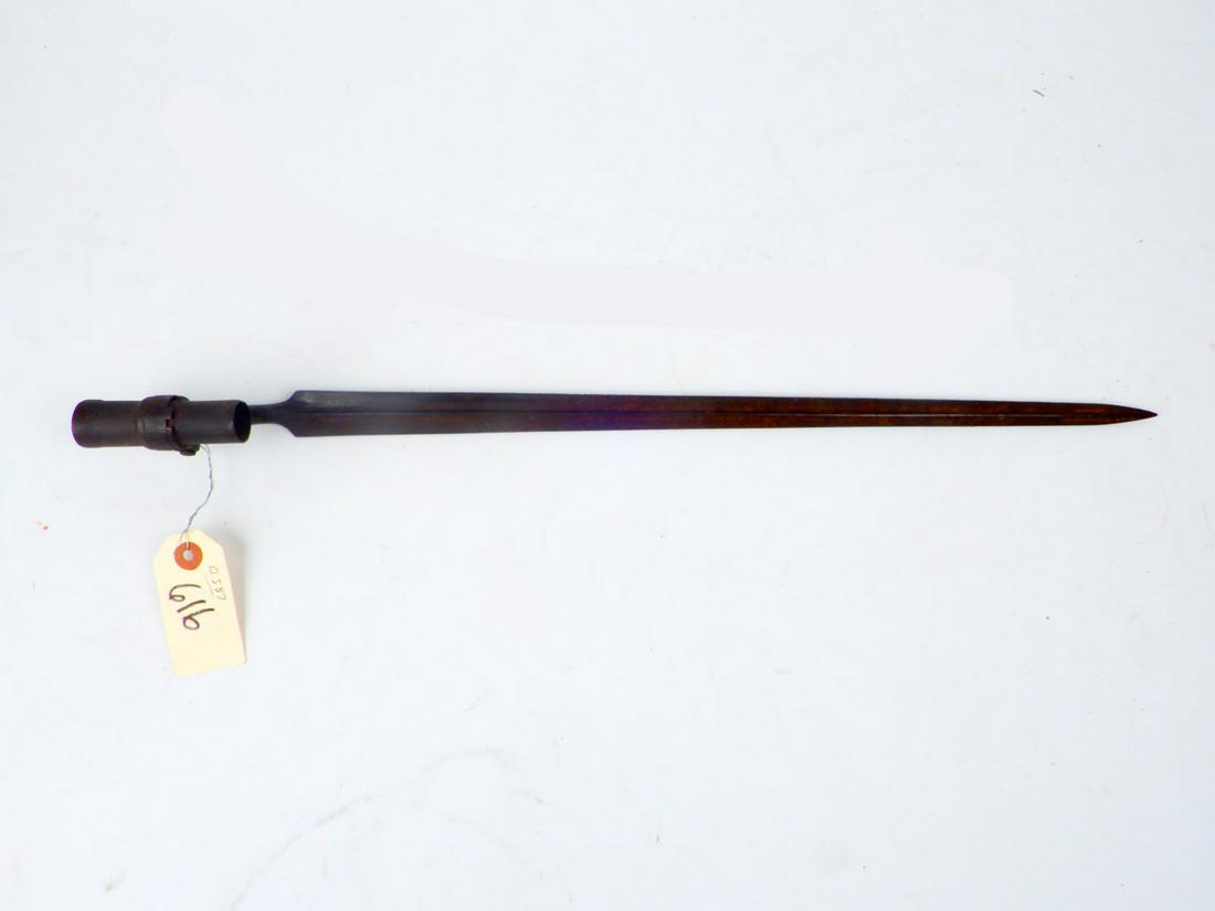 Triangular blade socket bayonet: Triangular blade socket bayonet, 19th C., blade 18 1/2", overall 22"