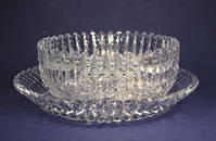 7: Libbey cut glass punchbowl with undertray, acid stam