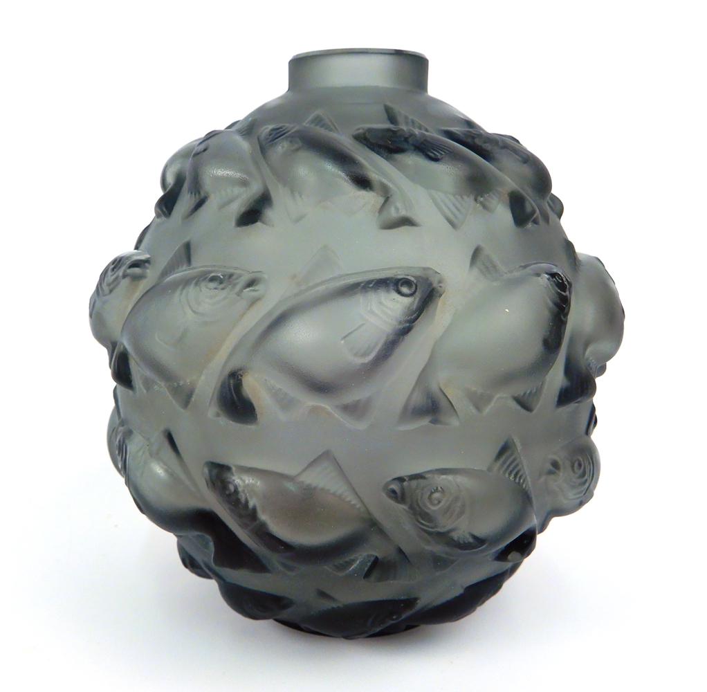 Rene Lalique French art glass grey Camaret vase (1 of 4)