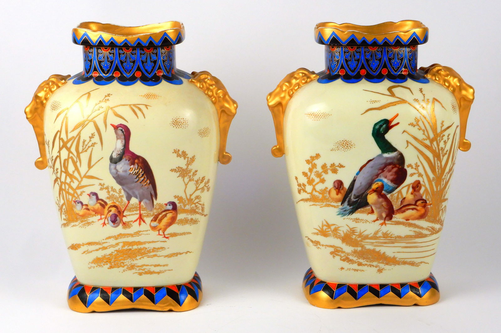 Pair Continental porcelain hand painted vases (1 of 2)