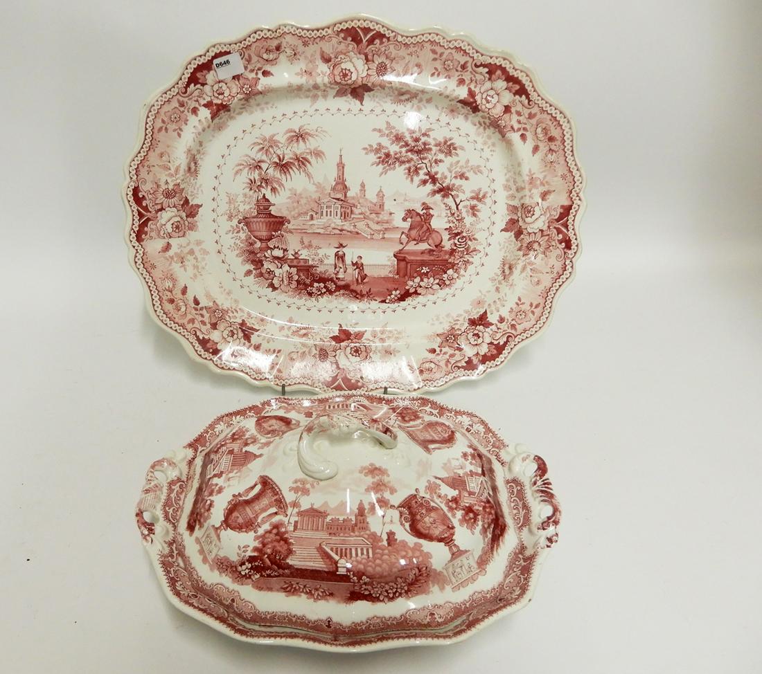 19th C. Staffordshire English red and white (1 of 4)
