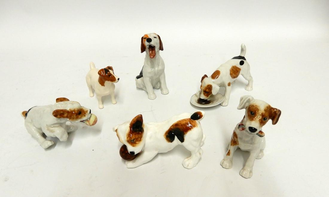 Five Royal Doulton and a Beswick terrier dog figures (1 of 1)