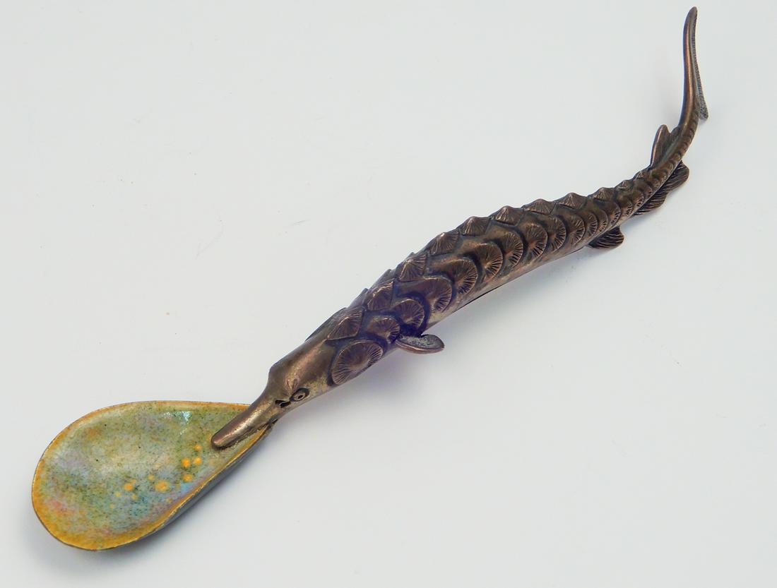 Sterling silver Sturgeon fish handle spoon (1 of 2)