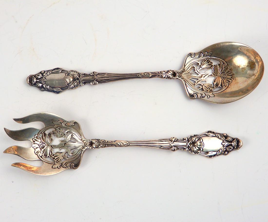 Sterling silver salad serving fork and spoon (1 of 1)