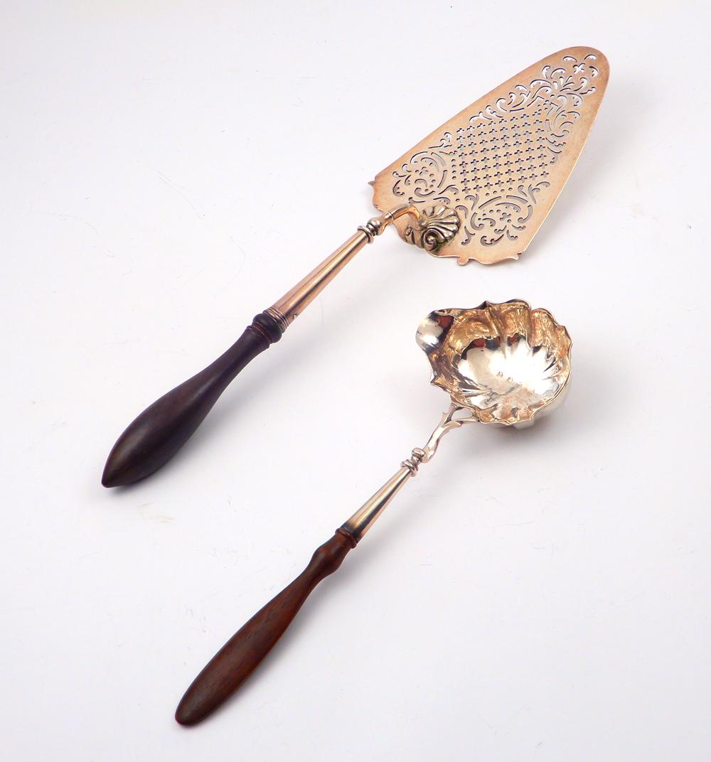 Antique English silver & wood handle serving utensils (1 of 1)