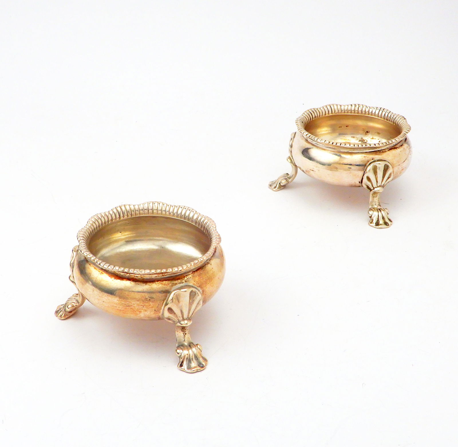 Pair of George III period English silver salt cellars (1 of 2)