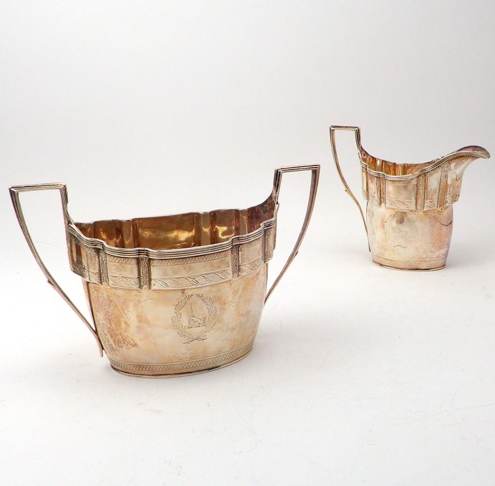 George III period English silver creamer and sugar (1 of 1)