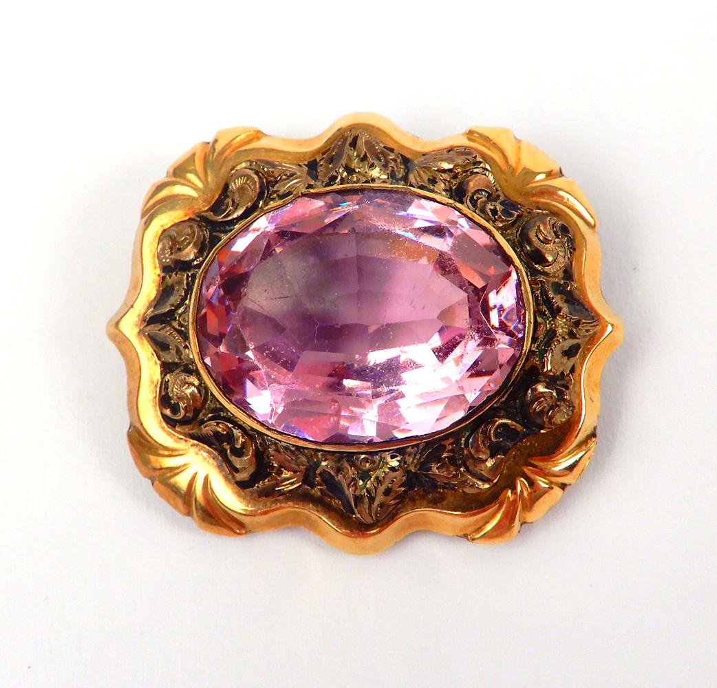 Victorian 10k gold over silver amethyst brooch (1 of 1)