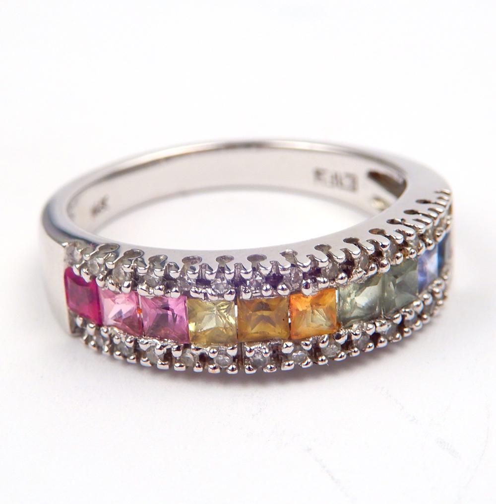 14k white gold rainbow ring (1 of 3)