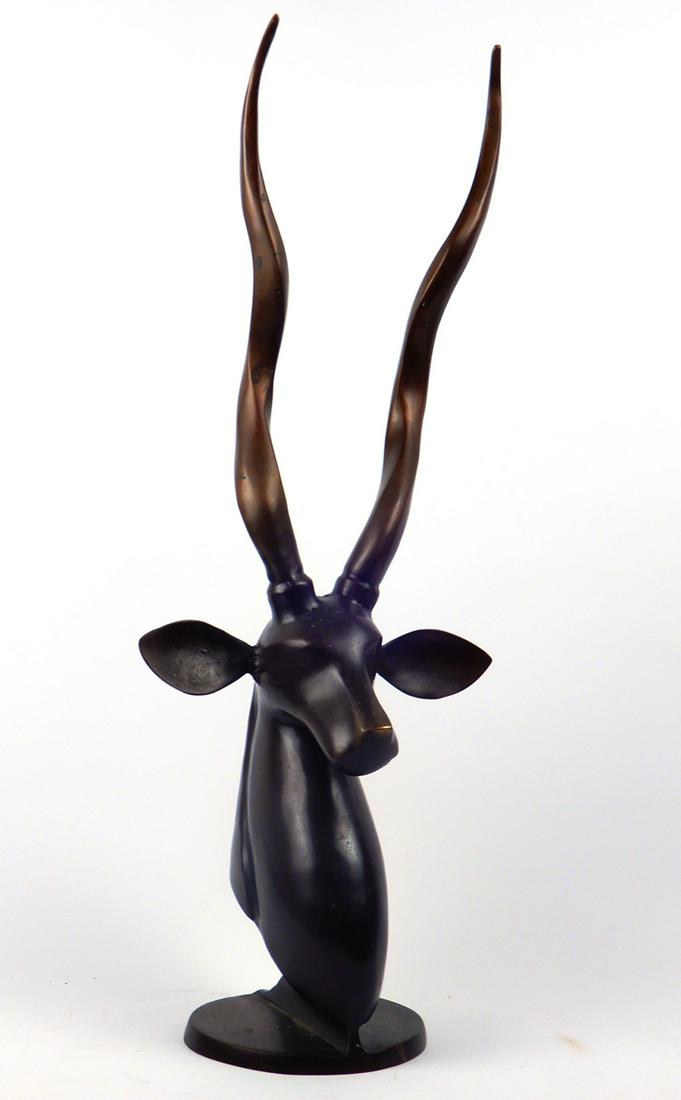 Karl Springer style bronze Kudu head sculpture (1 of 1)