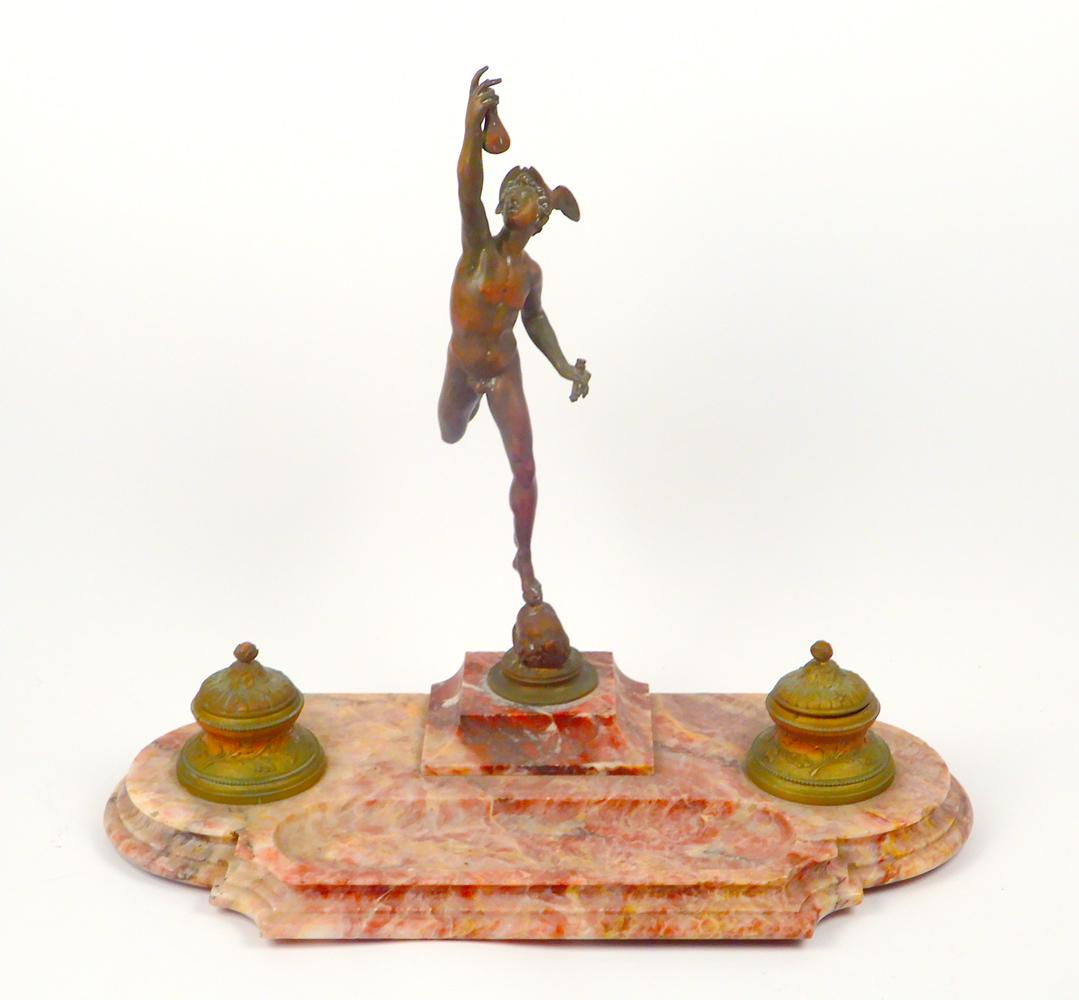 French bronze & marble figural inkwell (1 of 3)