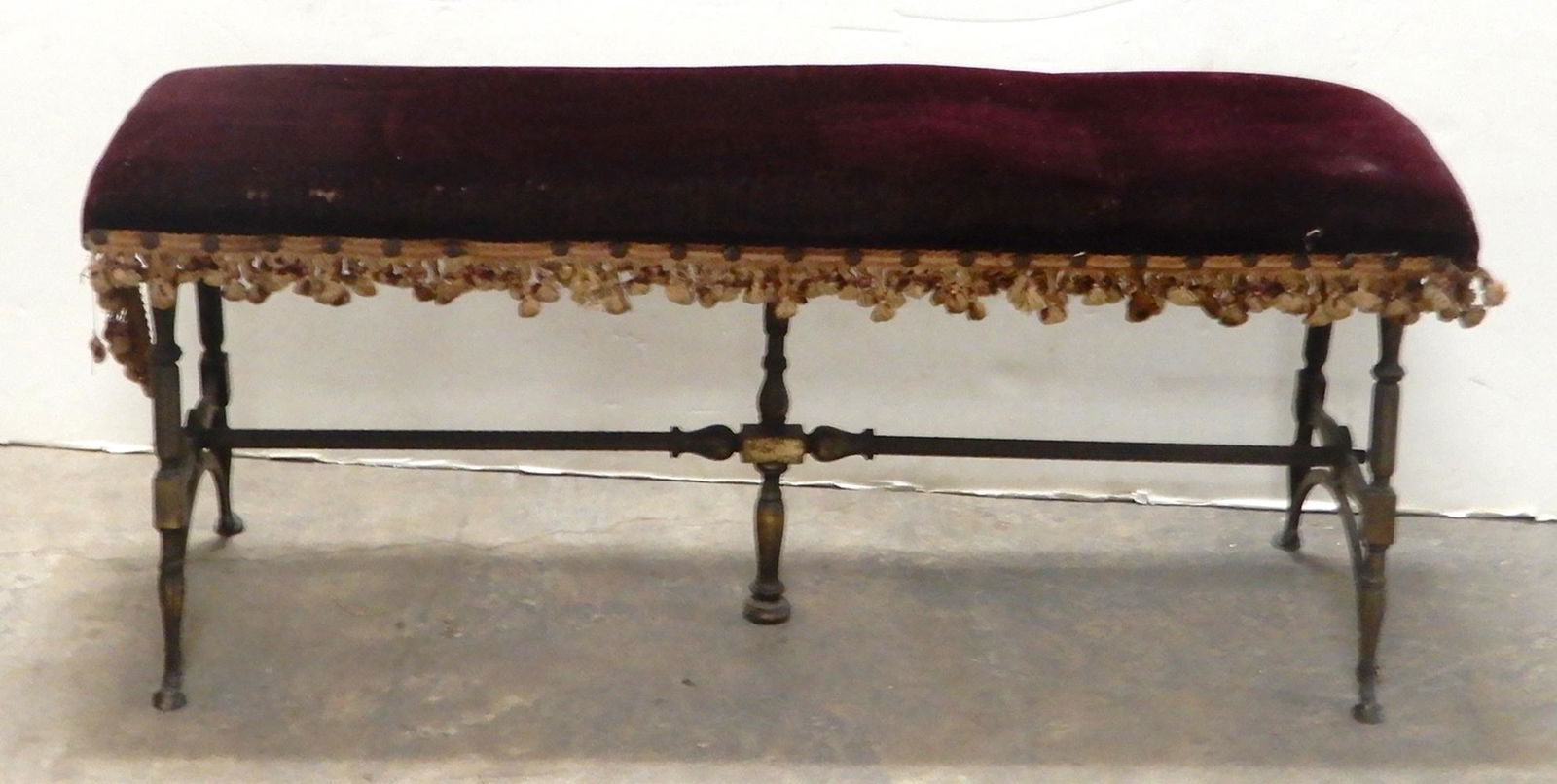 Victorian cast iron upholstered bench (1 of 1)