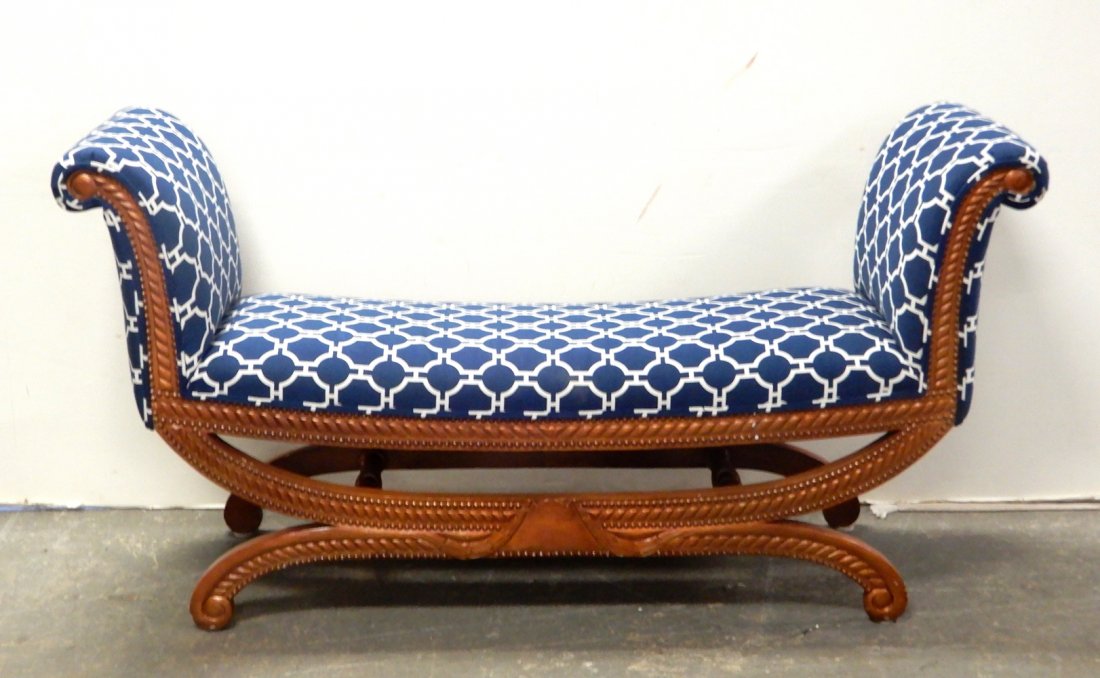 Mahogany and upholstered window bench (1 of 1)