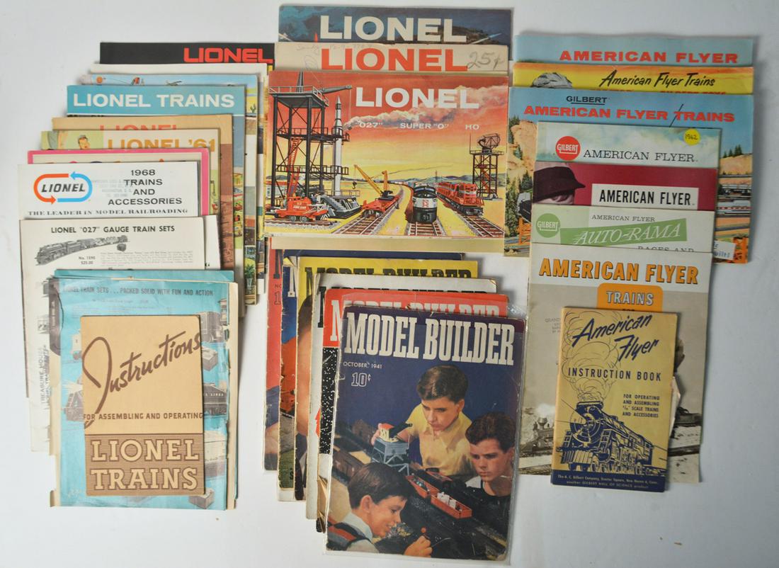 A large lot of 1950's and 1960's Lionel and American: A large lot of 1950's and 1960's Lionel and American Flyer catalogs and other paper. See pictures for descriptions, over twenty-five pieces.