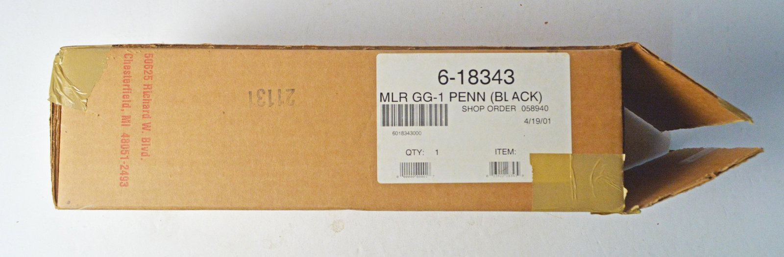 2001 Lionel O gauge #18343 black PRR GG-1 in original: 2001 Lionel O gauge #18343 black PRR GG-1 in original box with shipping box. GG-1 is sealed inside its original box. Has Magne-traction, Railsounds, etc.