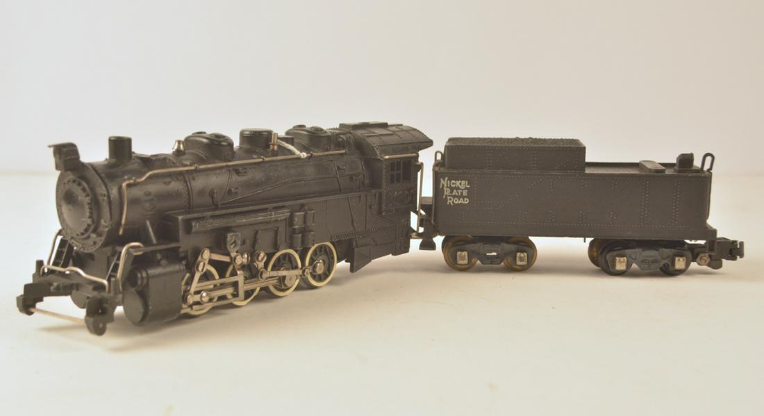 Late 1940's American Flyer S gauge #342: Late 1940's American Flyer S gauge #342 DC 0-8-0 yard switcher steam engine and tender. Tender has had American Flyer removed from its sides. Coupler has been changed to a knuckle coupler.