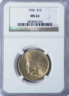 1926 $10 U.S. Indian gold piece: 1926 $10 U.S. Indian gold piece, graded by NGC MS63