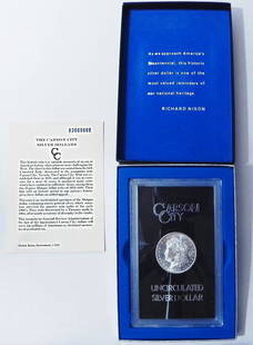 1883 Carson City Morgan silver dollar: 1883 Carson City Morgan silver dollar, UNC with COA