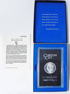 1883 Carson City Morgan silver dollar: 1883 Carson City Morgan silver dollar, UNC with COA