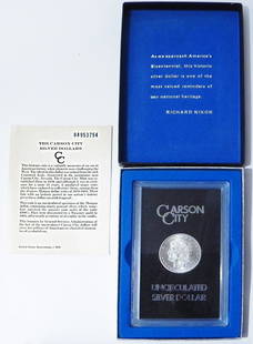 1884 Carson City Morgan silver dollar: 1884 Carson City Morgan silver dollar, UNC with COA