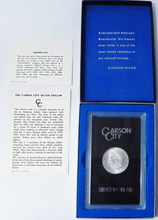 1884 CCarson City Morgan silver dollar: 1884 Carson City Morgan silver dollar, UNC with COA