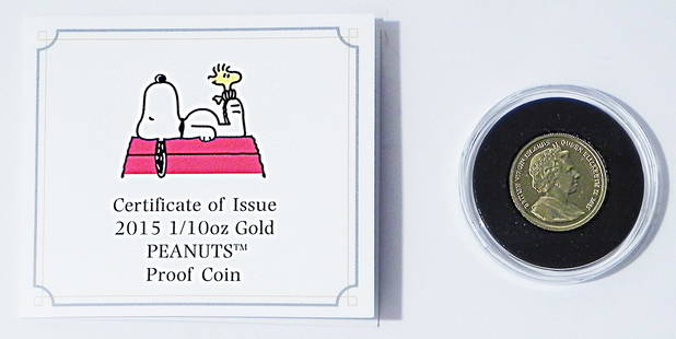 2015 one tenth oz. Peanuts proof coin: 2015 one tenth oz. Peanuts proof coin. British Virgin Islands, Pobjoy Mint. $25. Limited edition 445/6500 with COA