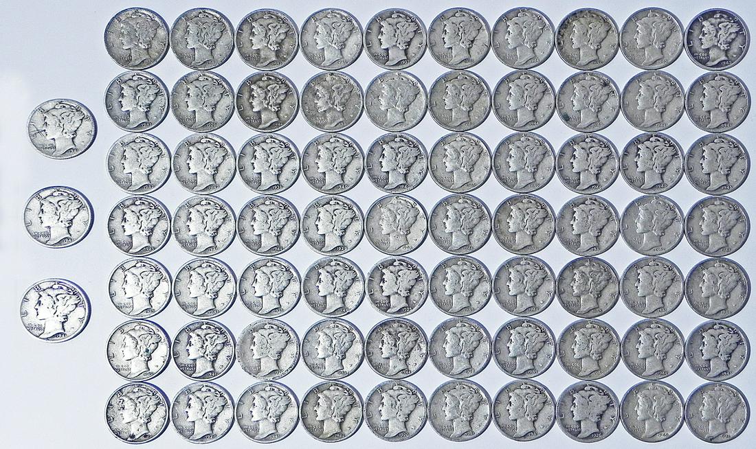 Seventy two Mercury dimes (1 of 2)