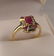 196: Contemporary 14k gold ruby and diamond ring has ce - 2