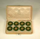 256: Set of 8 Faberge jade coins with applied gold four