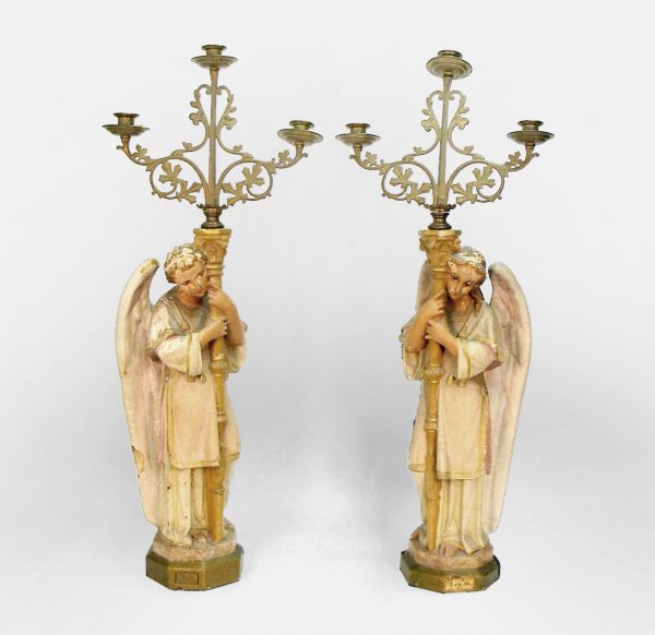 Daprato statuary pair, Angels of Light candelabra. May 08, 2009