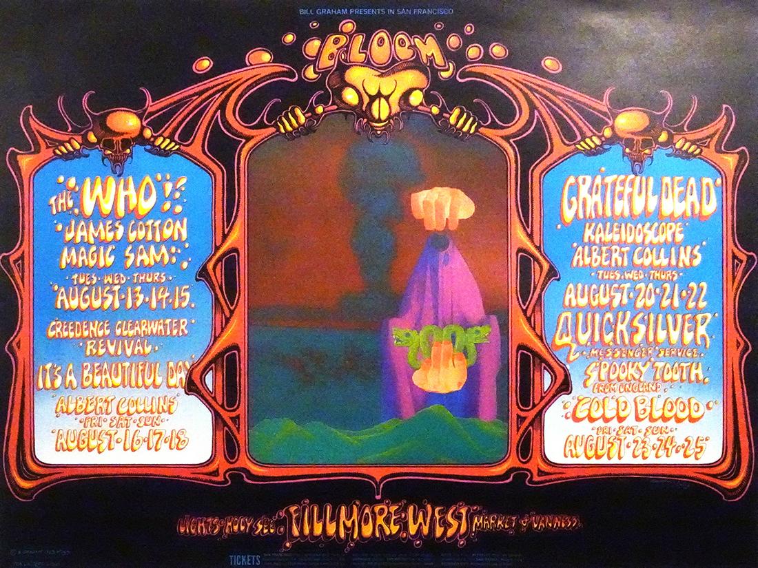 The Who/The Grateful Dead concert poster: The Who/The Grateful Dead Bill Graham BG-133 concert poster, The Who, James Cotton, Magic Sam, Creedence Clearwater Revival, It's A Beautiful Day, Albert Collins, The Grateful Dead, Kaleidoscope, The 