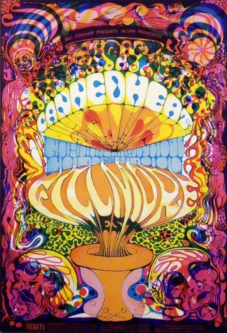 Canned Heat concert poster: Canned Heat Bill Graham BG-139 concert poster, Canned Heat, Gordon Lightfoot and Cold Blood, Fillmore West, San Francisco, CA, October 3-5, 1968, original printing, artist signed by Lee Conklin, 21" (