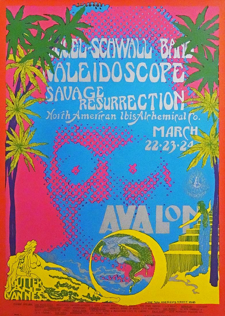 The Siegel Schwall Band concert poster: The Siegel Schwall Band Family Dog FD-111 "Charlie Chaplin" concert poster, The Siegel Schwall Band, The Kaleidoscope and Savage Resurrection, Avalon Ballroom, San Francisco, CA., March 22-24, 1968, o