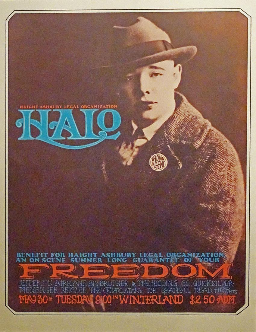 Haight Ashbury Legal Organization concert poster: Haight Ashbury Legal Organization benefit concert poster, The Jefferson Airplane, Big Brother and The Holding Co., The Quicksilver Messenger Service, The Charlatans and The Grateful Dead, Winterland B
