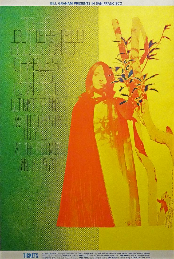 The Butterfield Blues Band concert poster: The Butterfield Blues Band Bill Graham BG-103 concert poster, The Butterfield Blues Band, Charles Lloyd Quartet and Ultimate Spinach, Fillmore Auditorium, San Francisco, CA., January 18-20, 1968, orig